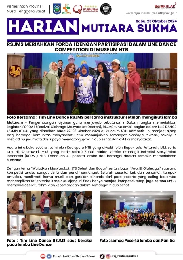 RSJMS MERIAHKAN FORDA I DENGAN PARTISIPASI DALAM LINE DANCE COMPETITION DI MUSEUM NTB